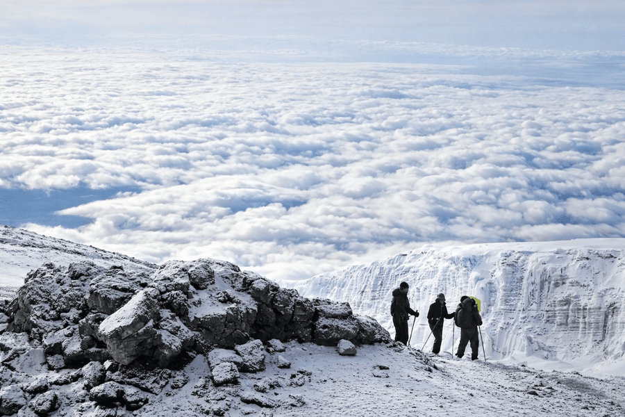 Five Worlds climate band on Kilimanjaro ascent: west north eary pace